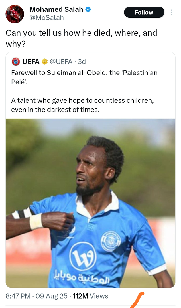 فلسطین کے لئے اور اسرائیل کے خلاف، فٹبال اسٹار محمد صلاح کا لازوال کردار