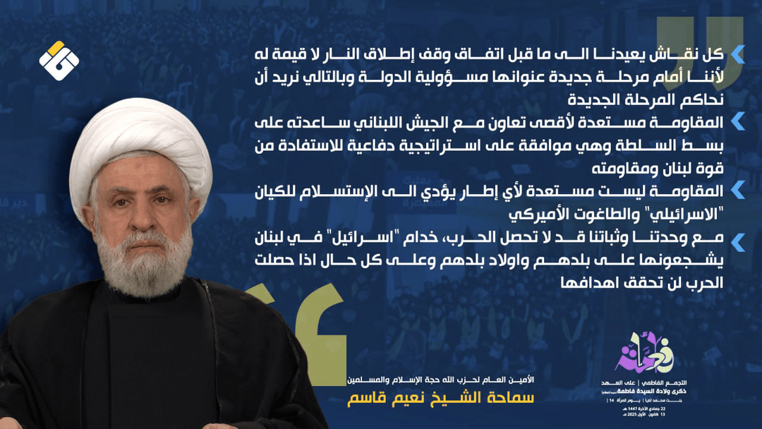 اگر ساری دنیا بھی لبنان کے خلاف جنگ پر اتر آئے، ہم غیر مسلح نہیں ہونگے، نعیم قاسم