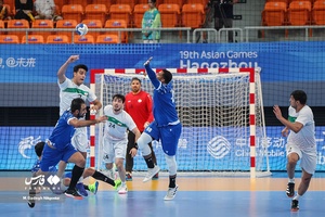 دیدار تیم‌های ملی هندبال ایران و کویت در مسابقات هندبال بازی‌های آسيايی هانگژو