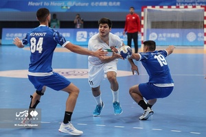 دیدار تیم‌های ملی هندبال ایران و کویت در مسابقات هندبال بازی‌های آسيايی هانگژو