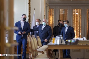 ورود محمد جواد ظریف وزیر امور خارجه به محل دیدار با وزیر امور خارجه ژاپن