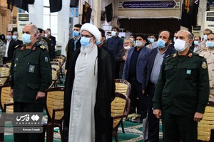 حضور سردار سنایی به همراه امام جمعه و فرمانده سپاه بوشهر در مراسم گرامیداشت 9 دی در مصلی جمعه