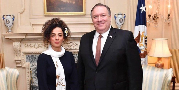 مسیح علی‌نژاد و  مایک پمپئو  وزیر خارجه آمریکا