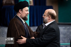 حجت الاسلام سید حسن خمینی تولیت مرقد مطهر امام خمینی (ره)  و خالد القدومی نماینده جنبش حماس در تهران