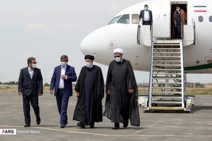 استقبال استاندار، امام جمعه و مدیرکل دادگستری همدان از آیت الله سید ابراهیم رئیسی رئیس قوه قضائیه