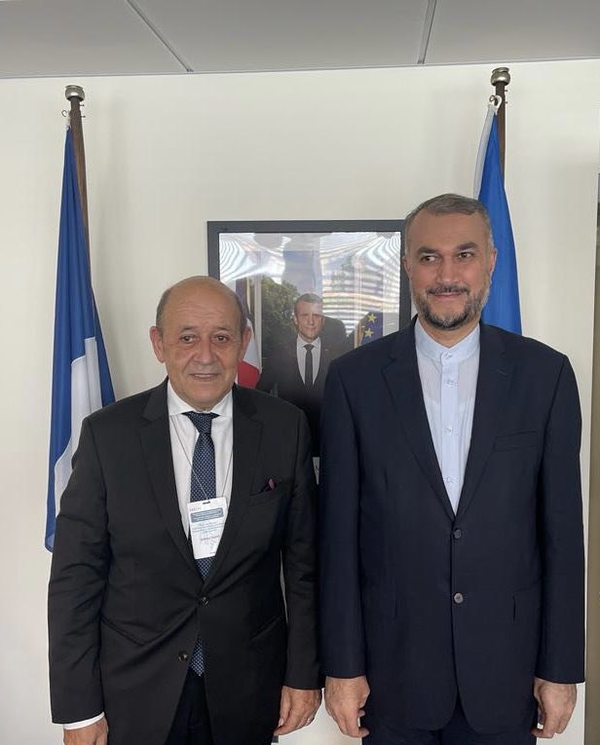 امیرعبداللهیان و لودریان وزیر خارجه فرانسه