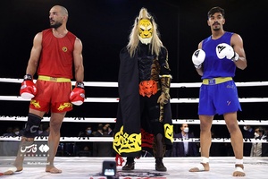پیروزی مهدی مرادی از البرز مقابل مرتضی نوروزی از سمنان دردسته وزن ۹۰- کیلوگرم فینال جنگجویان ووشو