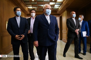  محمدجواد ظریف وزیر امور خارجه ایران در مراسم دیدار با  ایگنازیو کاسیس وزیر خارجه سوئیس