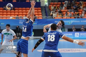 دیدار تیم‌های ملی هندبال ایران و کویت در مسابقات هندبال بازی‌های آسيايی هانگژو