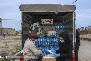 محل بسته بندی مواد ضدعفونی کننده در روستای میامی /مشهد